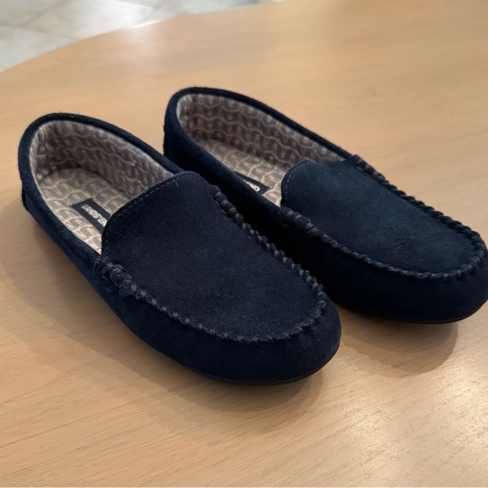 Lands' End Women's Navy Suede Slippers